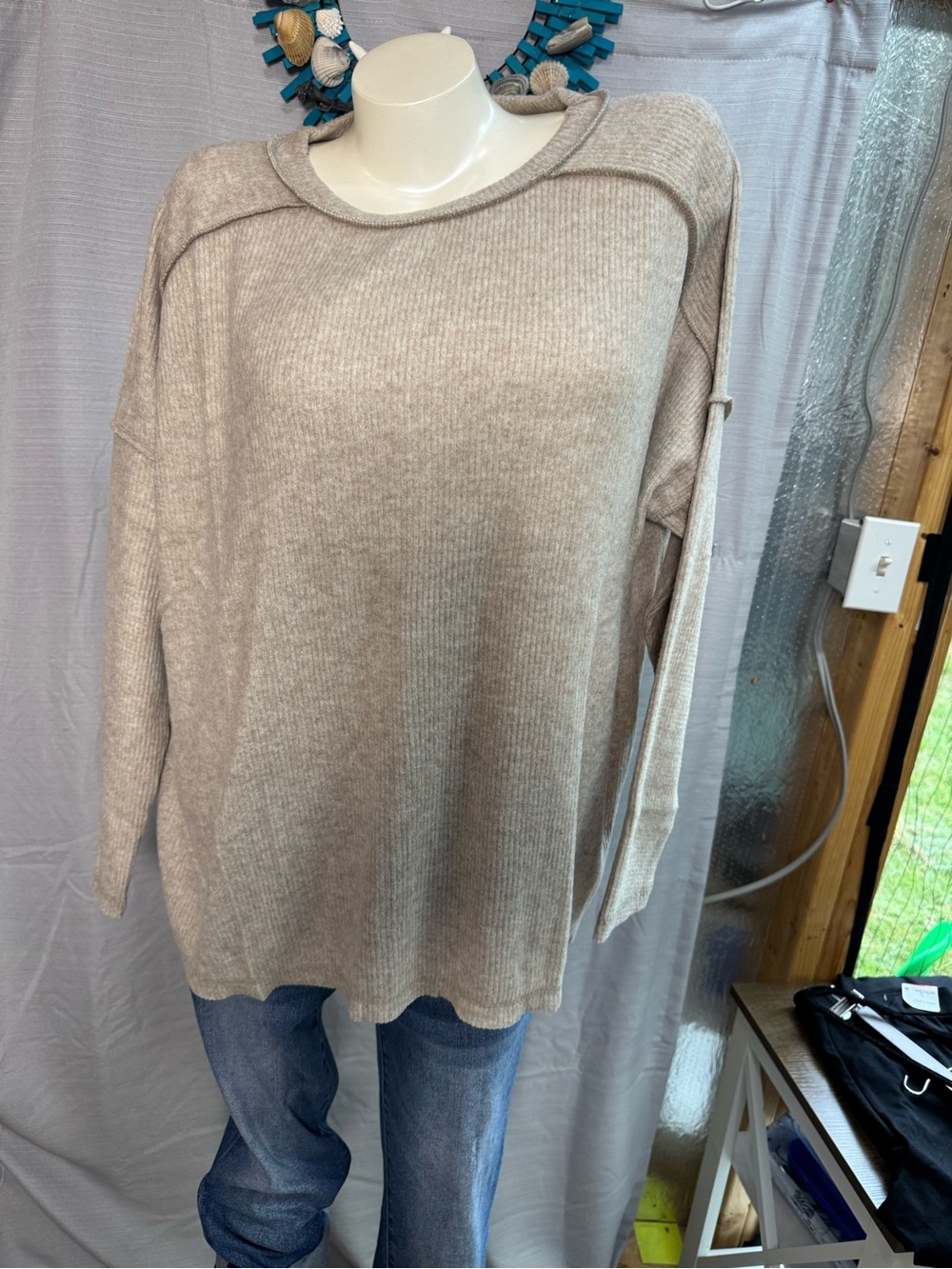 NWOT Zenana Hacci Plus Cream Ribbed Women's top